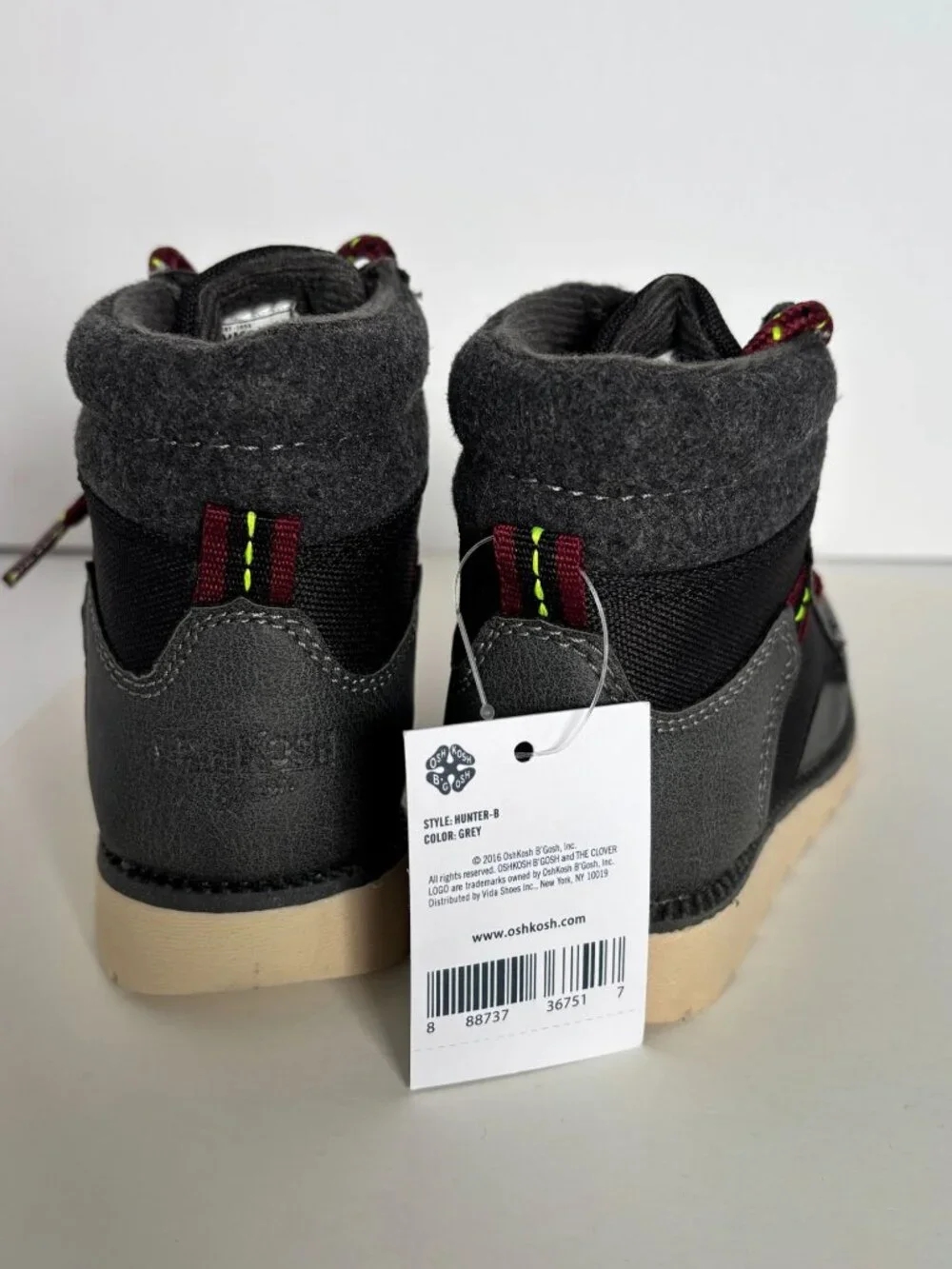 OshKosh B'gosh Toddler Boys Shoes Boots Hunter Grey Casual Fall Winter Sz 6 6T - Picture 4 of 14